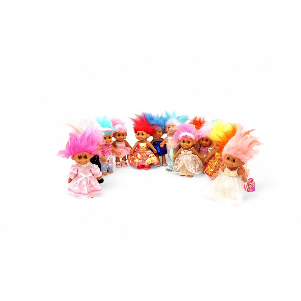 Vintage Troll Dolls Lot 7 Inch 90s Russ Ace Dam Mixed Outfit